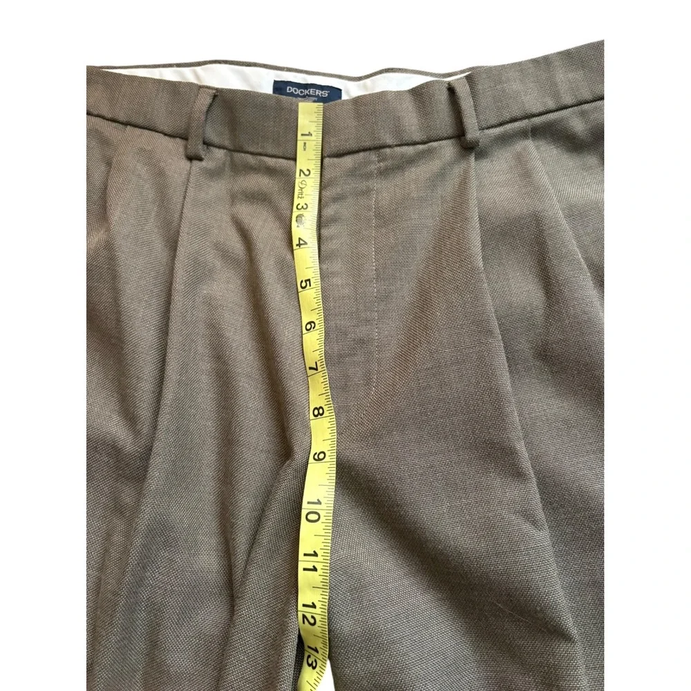 Dockers Men's Dress Pants 38x32 Brown Pleated Relaxed Fit‎ Wool Blend